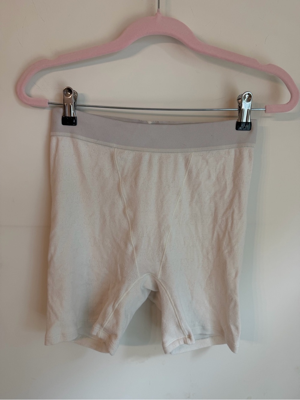 SKIMS Cream Cotton Pointelle boxer Shorts size M